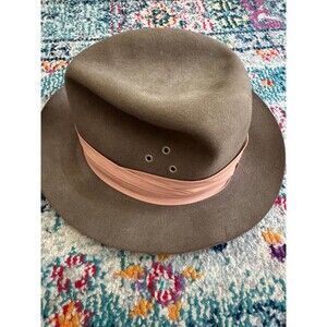 Broner Safari Brown 100% Wool Felt Fedora Hat Made In‎ USA Size Small